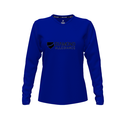 [FTLVCFRY-FYXS-LOGO1] Decker Comfort T-Shirt (Female Youth XS, Royal, V Neck, Logo 1, Long Sleeve)