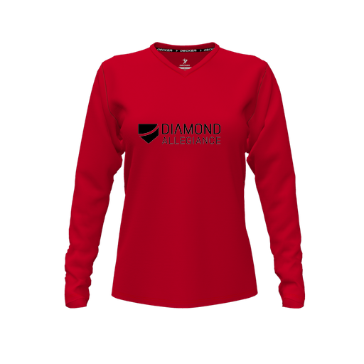 [FTLVPTRD-FYXS-LOGO1] Decker Performance T-Shirt (Female Youth XS, Red, V Neck, Logo 1, Long Sleeve)